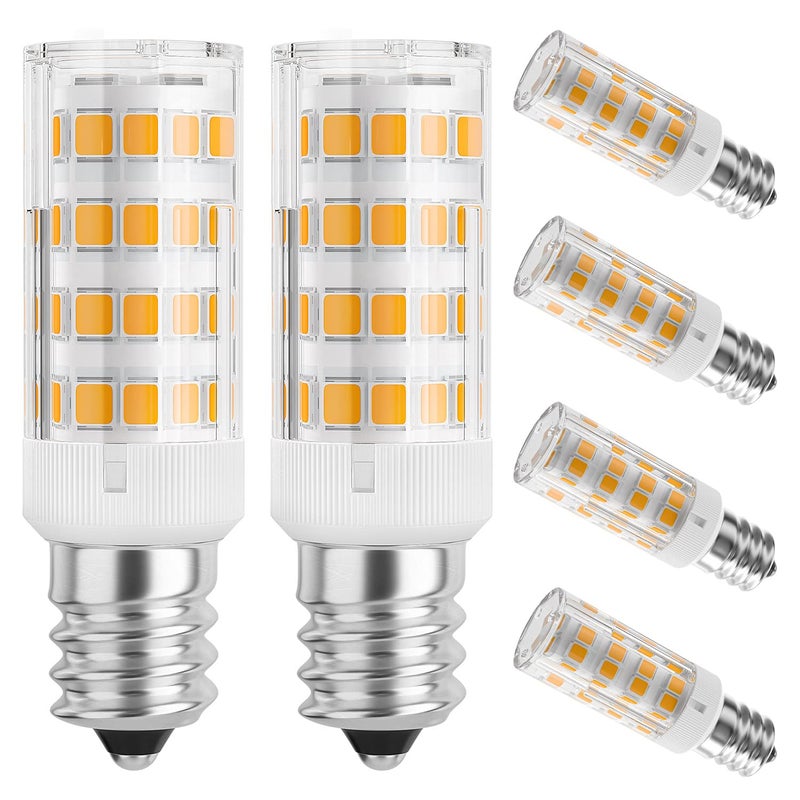 DiCUNO مصباح LED E12 من DiCUNO 4W (ما يعادل 40W)، ضوء أبيض دافئ 3000K غير قابل للتعتيم، مصابيح قاعدة شمعة للإضاءة الداخلية، مروحة السقف، الثريا، 6 عبوات - Image 1